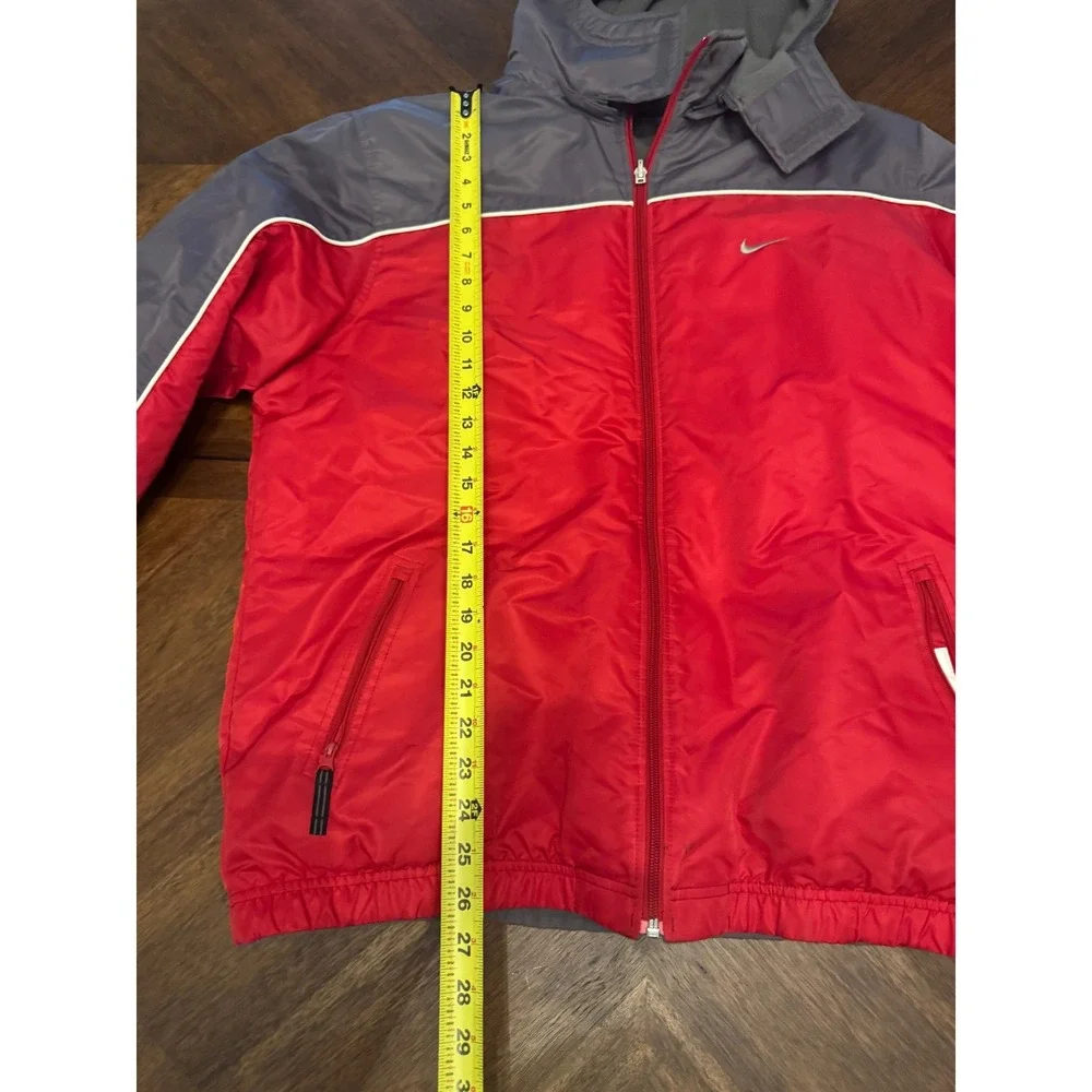 Nike Boys Reversible Fleece Windbreaker Hooded Jacket Red Grey XL 18-20 |O1‎